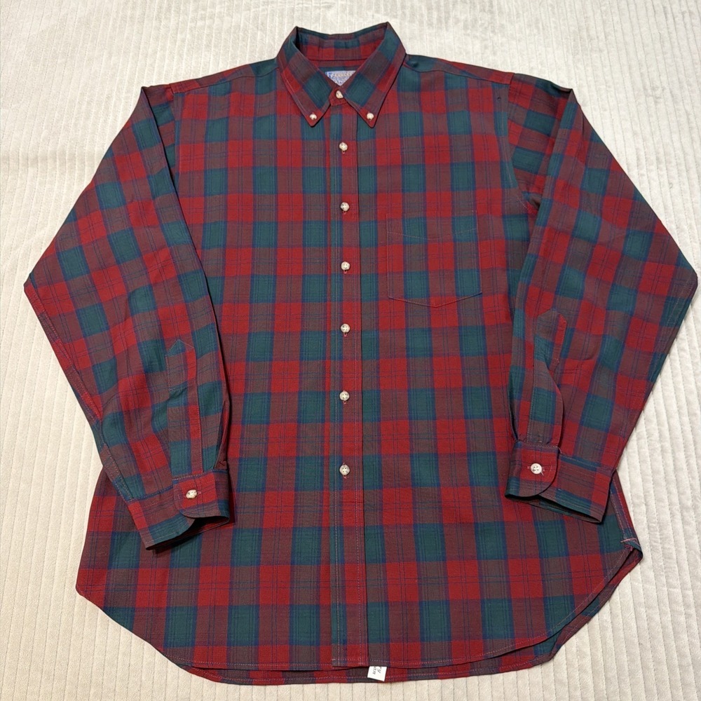 Rare VTG SIR PENDLETON Checkered Plaid Casual Button Front Flannel Shirt L READ